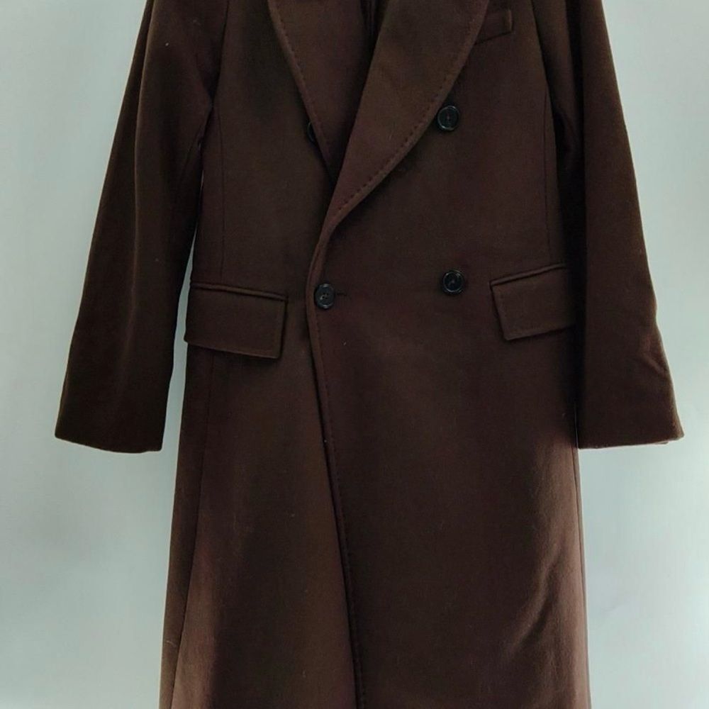 Quince Italian Wool Double-Breasted Coat Chocolate Brown NWOT - Picture 6 of 10
